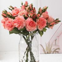 Rosa Artificial De Seda Roja Simulación 1 Flor 2 Brotes Toque Real Para Decoración De Hogar Boda DIY Arreglo Floral - details 3