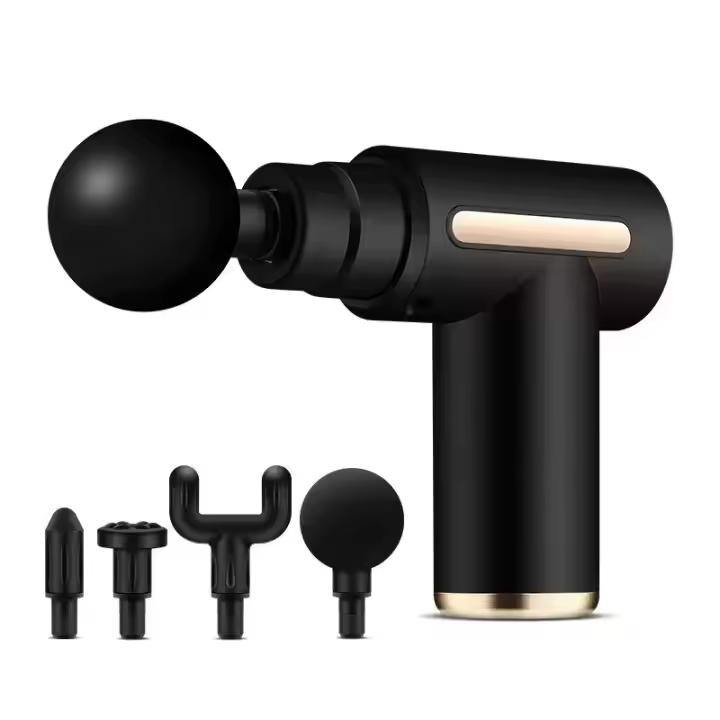 Mini Pistola de Masaje Muscular, Uplayteck Masajeador Muscular Portátil 35DB Ultra Silencioso con 6 Velocidades, 4 Cabezales de Masaje, Masajeador de Mano para Relajar Los Músculos Aliviar el Dolor - 1