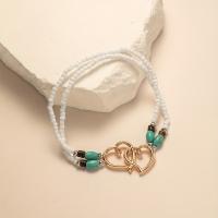 Anklet Set Bohemio Elegante Con Corazón Doble Hueco Y Cuentas Mini Hecho De Resina Y Acero Inoxidable Para Fiesta Y Boda - details 8