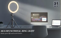 Aro de Luz Led 25cm con Doble Tripode, 1 Sobremesa y 1 de Pie, Anillo de Luz 12W con Mando Bluetooth para Control del Móvil, Ringlight con 3 pinzas para Movil,160cm Altura, Potencia y Colores Regulable, para Influencer de Tiktok Youtube Instagram - details 1