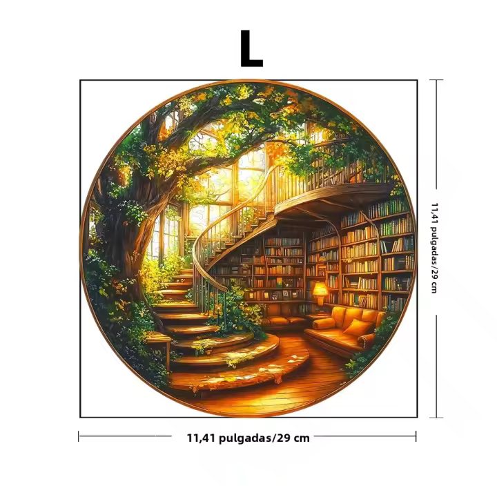 Rompecabezas De Madera Fantasy Tree Serie - Biblioteca - Decoración Para El Hogar - Regalos De Cumpleaños O Graduación Para Adultos - 1
