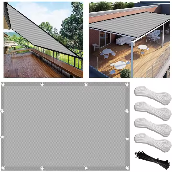 Toldo Vela de Sombra 8 metros cuadrados Rectangular Impermeable Toldos Exterior Terraza Protección Rayos UV Resistente al Desgarro para Terraza Balcon Patio Exteriores Jardín con Ojales y Cuerdas de Fijación - 1