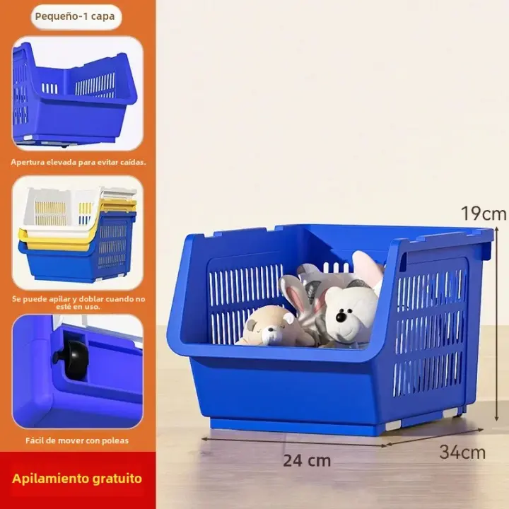 Cesta De Almacenamiento Plegable Con Ruedas Alta Capacidad Para Baño Cesta De Frutas Y Vegetales Multi Capas Para Juguetes - 1