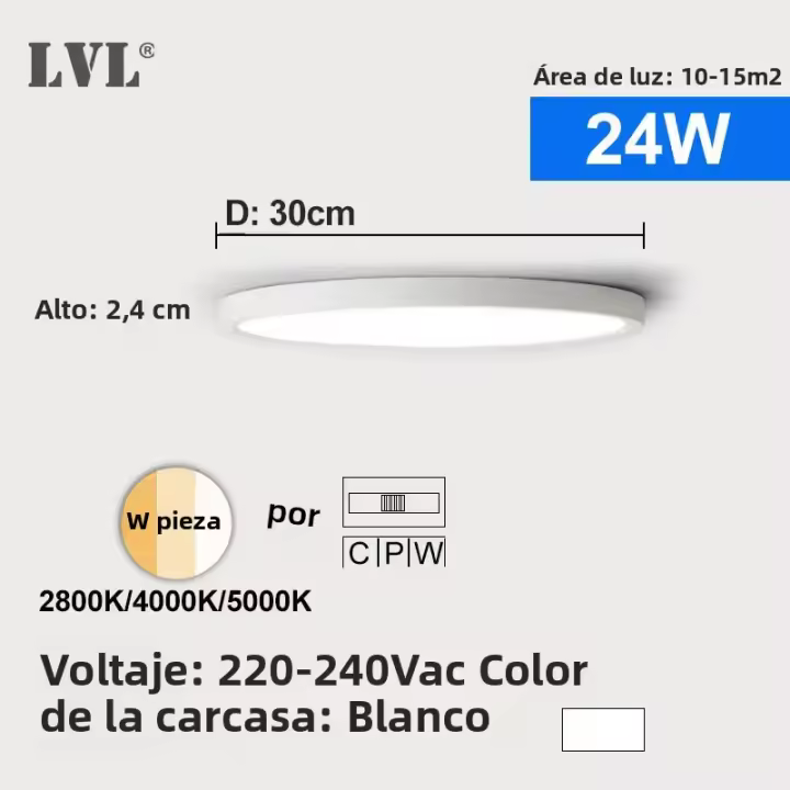Lámpara De Techo LED Moderna Con Patrón De Madera Dorado Tres Colores Para Iluminación Doméstica Cocina Dormitorio Baño - 1