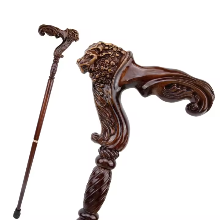 Bastón De Madera Marrón Leopardo Para Moda Y Fiesta Disfraz De Vampiro Cospaly Bastón De Caminar Decorativo 93cm Para Halloween - 1