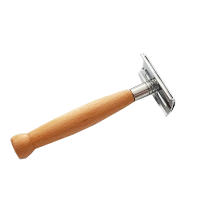 Cuchilla De Afeitar Manual Para Hombres Con Mango De Madera Herramienta De Cuidado De Barba Y Cabello Barbería Rasurador De Seguridad - details 2
