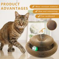 COTTECOTA-Rascador para Gatos Carton 11x11cm Rascador plegable con Bola de Juguete, Tabla de Rascar para Gatos de Cartón Corrugado,tabla rascadora para gatos, tabla rascadora, alfombrilla para gatos, juguete para gatos, juguete para gatos - details 2