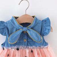Vestido De Verano Para Niñas 0-3 Años Con Manga Volante Pequeño Y Lazo Estilo Cowgirl Polka Dot Colorido Vestido De Princesa Dulce - details 1