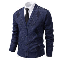 Chaqueta De Punto Para Hombre Con Cuello V Y Patoleta Clásica De Invierno Prenda Exterior De Poliéster Para Otoño Y Invierno - details 6