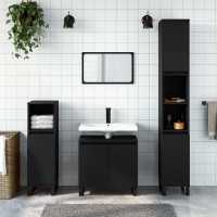 vidaXL Armario de baño madera de ingeniería 58x33x60 cm en color Gris hormigón/Madera antigua/Negro y más | almacenamiento funcional diseño moderno para baño dormitorio sala - details 2