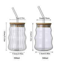 Vaso De Vidrio 530ml Tumbler De Agua Con Rayas Resistente Al Calor Para Té Jugo Leche Café Ideal Para Fiestas Y Bebidas Diarias - details 3