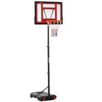 HOMCOM Canasta de Baloncesto Ajustable de 205-261 cm Aro de Baloncesto con Soporte de Acero Base Rellenable y 2 Ruedas de Transporte para Niños y Adultos Rojo Negro - details 0