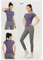 Ropa deportiva para exteriores, adelgazante, fitness, running, mallas absorbentes de sudor, tops de yoga, camisetas de manga corta, ropa de yoga para mujer - details 15