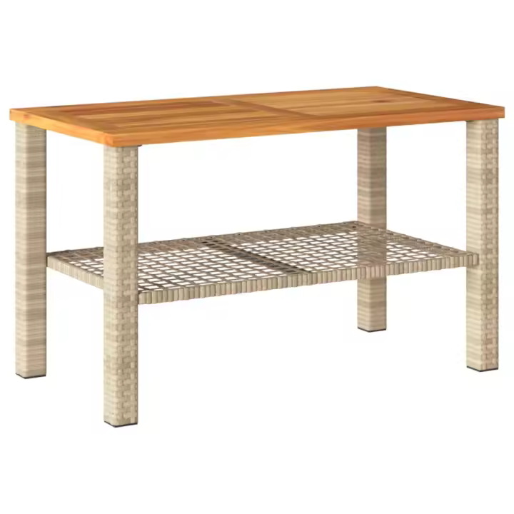 Mesa de Jardín de Madera de Acacia beige 70x38x42cm - 1