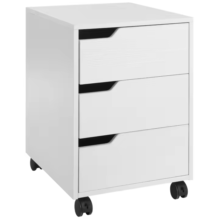 HOMCOM Armario Archivador Móvil para Oficina Cajonera Madera 3 Cajones con Ruedas(2 con Frenos) 40x50x57.5cm MDF - 1