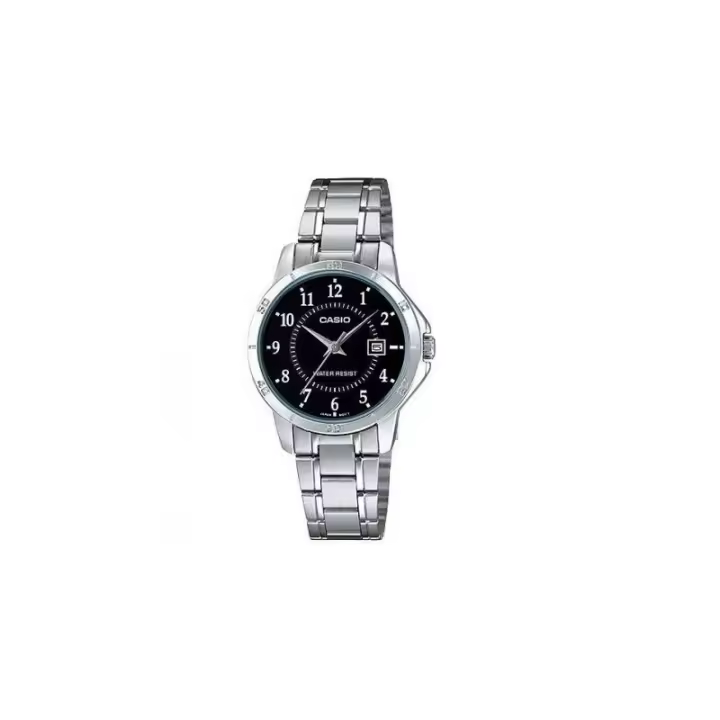 Reloj Casio analógico señora LTP-V004-1BU esfera negra con calendario correa metálica LTPV0041BU - 1