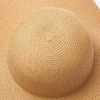 Sombrero De Sol Para Mujer Y Hombre Color Sólido De Moda Con Rhinestone 14cm Grande Paja Resistente Al Sol Plegable Para Playa Y Viajes - details 34