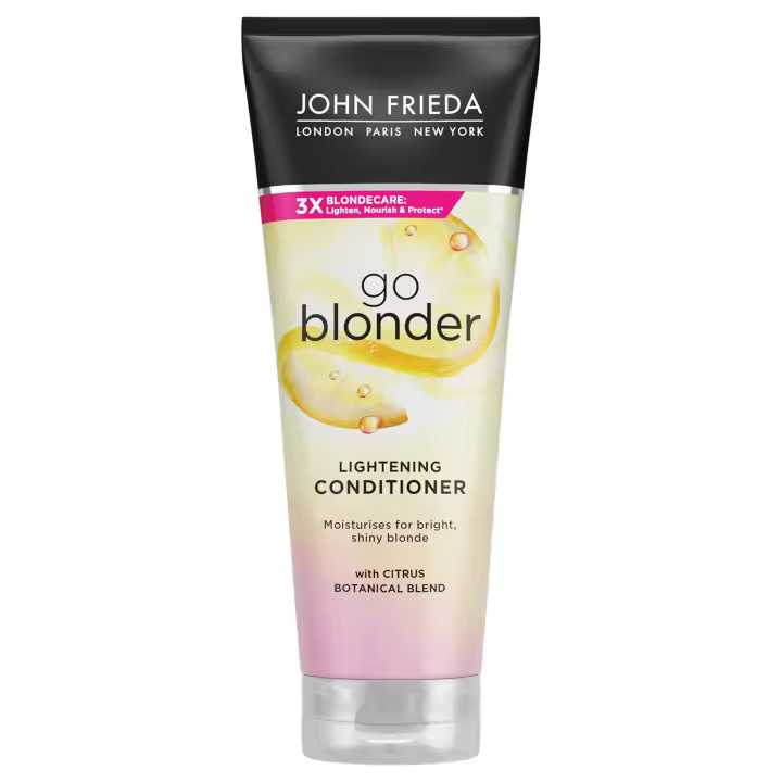 JOHN FRIEDA - Acondicionador Go Blonder 250 ml, Acondicionador Aclarante para Cabello Rubio Opaco, Hidrata y Aclara para dar Brillo, Restaura la Humedad, Renueva la Suavidad, con Cítiricos y Camomila - 1