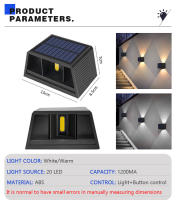 Lámpara De Pared Solar LED Impermeable 5W Ajustable Para Iluminación Hacia Arriba Y Abajo Decoración Para Porche Y Patio Material ABS - details 11