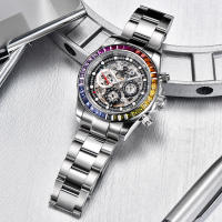 Reloj Mécanico De Lujo PAGANI DESIGN Para Hombre Con Bisel De Cerámica Arco Iris Resistente Al Agua De Acero Inoxidable Y Correa De Goma - details 13