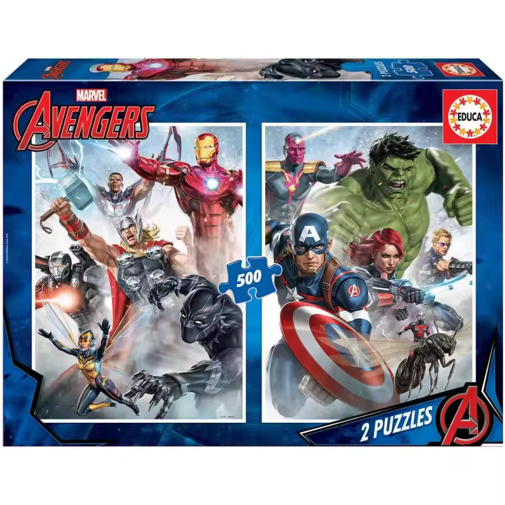 Educa - Puzzle de 500 Avengers, Vengadores, Marvel. Incluye Pegamento Fix Puzzle. Medida aproximada una Vez montado: 34 x 46 cm. + 11 años Educa 17994) - 1