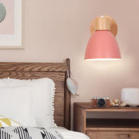 Lámpara De Pared Moderna Nórdica Macaroon 6 Colores E27 85-285V Para Dormitorio Luz De Noche Lámpara De Pasillo Metal Frosted Glass - details 2