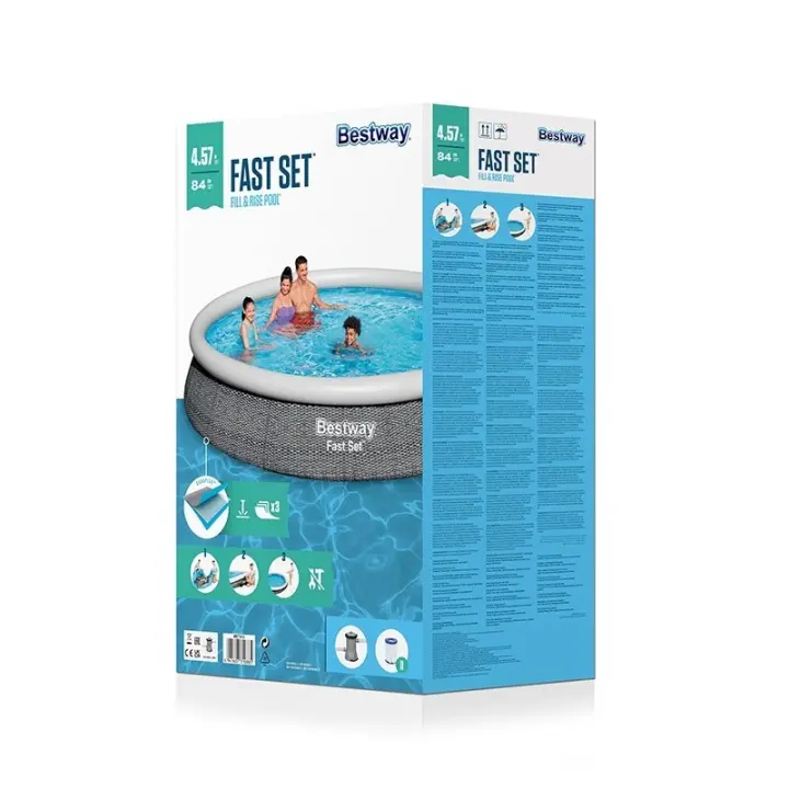 Bestway Piscina Hinchable Adulto Aro Ratan con Depurador 396x84 cm Jardin 57376 - 1