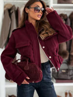 Nueva Moda Chaqueta De Mujer Con Cierre De Cremallera Larga Para Otoño E Invierno Estilo Elegante Oficina Abierta Por Zíper Casual Gruesa - details 4