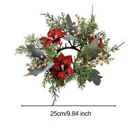 Corona De Navidad Con Vela Artificial De 25cm Decoración Floral Verde Para Mesa Centro De Pascua Y Hogar Material Plástico - details 6