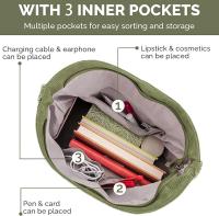 Bolso de mano de pana para mujer con cremallera, bolsos de hombro de gran capacidad con correa ajustable y bolsillos - details 0