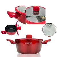 Bateria de Cocina Royalty Line Rojo Metalizado – 10 Piezas ,(3 cacerolas+ tapa, 1 cazo+tapa, 2 sartenes profundas) con Revestimiento Antiadherente Tipo Piedra - details 2