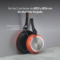 BERGNER Set de 2 sartenes Ø20Ø24cm en aluminio forjado rojo aptas para todo tipo de cocinas - details 1