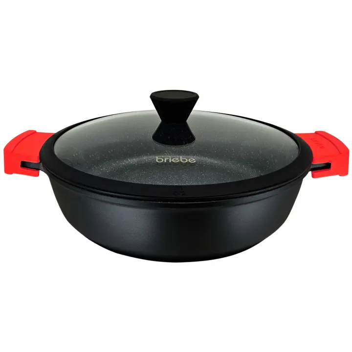 Briebe Black Titanium Cacerola Baja Cocina Inducción Antiadherente Titanio, Cazuela 30cm, Aluminio Fundido sin PFOA, , Negro - 1
