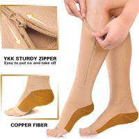 Calcetines De Compresión Con Cierre De Cremallera 15-20 mmHg Para Mujer Y Hombre Soporte De Pierna Hasta La Rodilla Para Alivio Del Enrojecimiento Y Dolor Calcetines Altos Para Inflamación - details 4