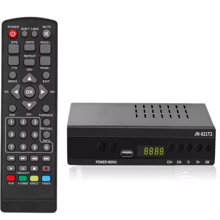 Nueva Version 2024 Español TDT GRABADOR Decodificador  TV DVB-T T2 H265 HEVC FTA Full HD PVR, USB, HDMI, SCART, Sintonizador de TV Digital Terrestre, Receptor Digital de Alta definición Full HD 1080p HD JN 821T2 TV Graba en HD - 1