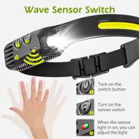 Linterna Frontal LED COB Sensor Recargable Por USB Luz Blanca Impermeable Para Camping Pesca Y Actividades Al Aire Libre - details 9