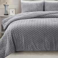 Vivid Torral - Edredón Borrego ZigZag Gris Excelent  Deluxe Tacto Manta + Fundas De Cojines* - details 2