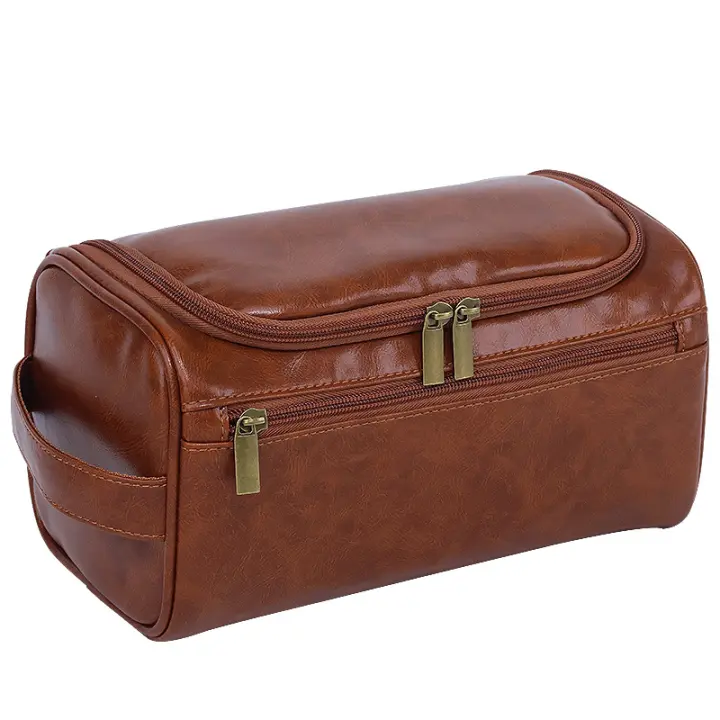 Neceser para hombre, Neceser para hombre, Neceser de viaje para hombre, Bolsa de viaje de piel sintética de gran capacidad para marido, novio, padre, día del padre, aniversario, regalo de padrino de boda (marrón). - 1