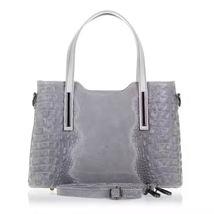 Firenze Artegiani. Fiesole Bolso tote Mujer.Piel auténtica Gamuza Grabado Cocodrilo . Made in Italy. Vera Pelle Italiana. - 1