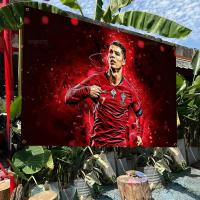 Bandeera Bohemia Colorida De Cristiano Ronaldo CR7 Para Decoración De Pared Interior Estilo Mandala Banner De Polyester Tamaño Variado - details 12