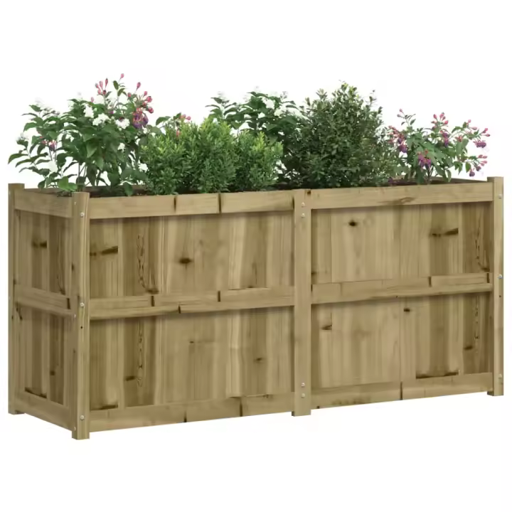 vidaXL Jardinera de madera de pino impregnada 150x50x70 cm Color Pino natural,  Pino blanco,  Marrón pino y mas - 1