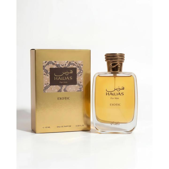 Hawas Exotic Eau de Parfum Hombre 100ml Fragancia Aromática Especiada y Ambarada con Notas de Coco y Especias para… — oferta en Miravia