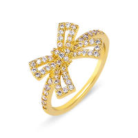 Encanto Anillo de lazo para mujer, estilo elegante, chapado en cobre de 14 quilates, con flor. - details 8