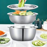Tapa De Tazón De Cocina Multifuncional De Acero Inoxidable 3-Piezas Cortador Desmontable De Capas Para Frutas Y Verduras - details 3