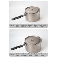 Lixada Sartén De Titanio 1100ml Ultraligera Con Mango Plegable Para Cocinar Al Aire Libre Camping Senderismo Montañismo - details 19