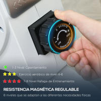 SPORTNOW Máquina de Remo Magnético Remo para Casa Plegable con Resistencia de 8 Niveles Pantalla LCD y 2 Ruedas de Transporte para Gimnasio Carga 130 kg 180x48x60 cm Blanco - details 3