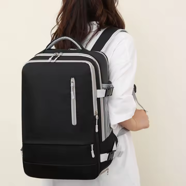 Mochila De Viaje Para Mujer Impermeable Con USB Capacidad Para Laptop Bolsa De Zapatillas Con Correa De Equipaje XA337C - 1