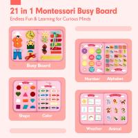 Tabla de Actividades Montessori para niños Pequeños, Libro de Juegos Educativos preescolares Integrales, ideal para Viajes en Avión y Automóvil, Gift de cumpleaños, rose color - details 1