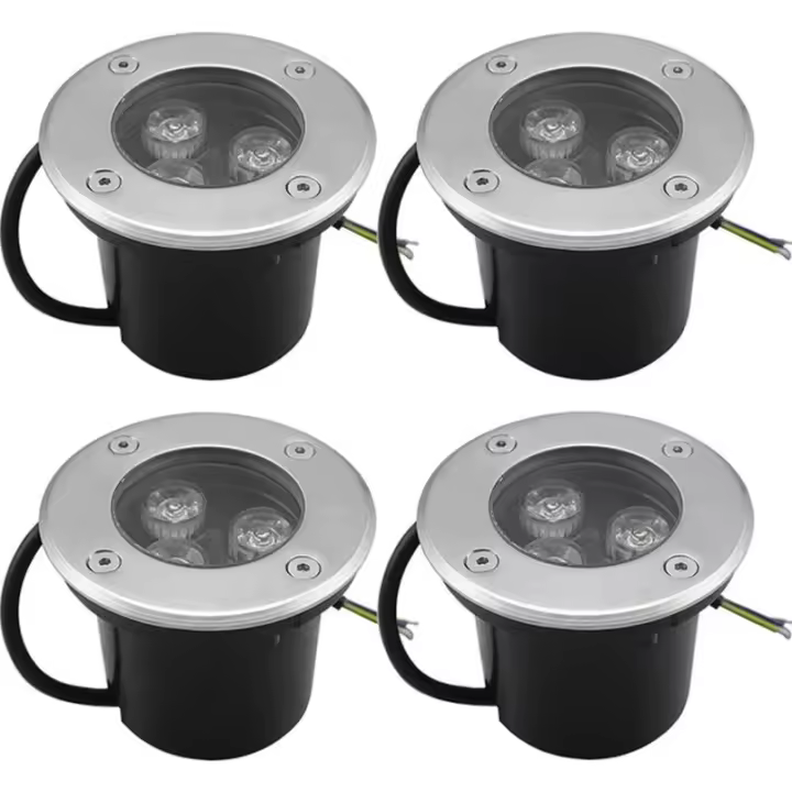 Lumières enterrées, LED chaud blanc enterré lampe de paysage lampe de sol pour jardin, éclairage extérieur-IP68 AC85-265V (4pack - 1