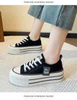 Zapatillas De Lona Multifuncionales Para Deporte Al Aire Libre Para Mujer Negras Con Cordones Plataforma Cómodas Para Adultos - details 13